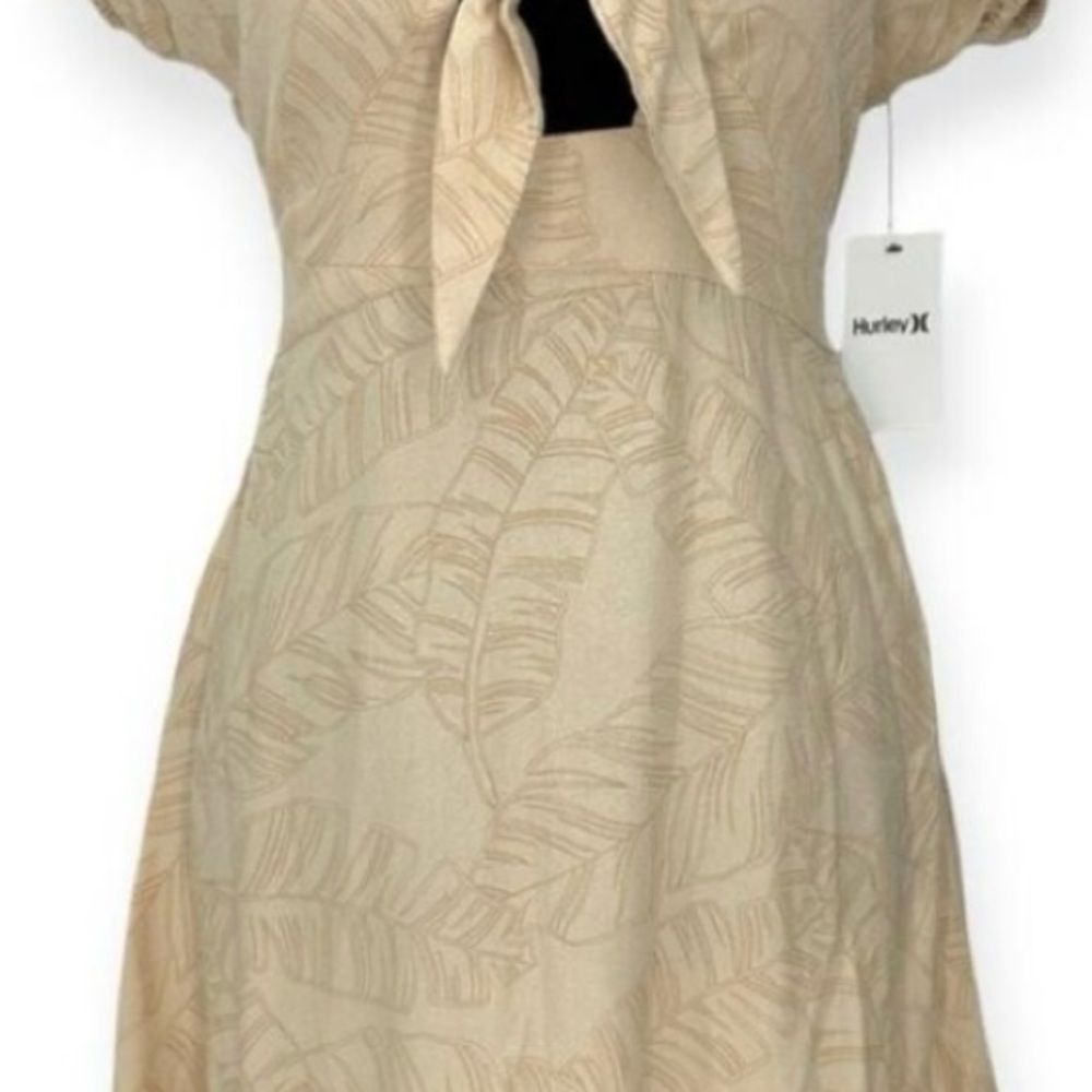 Hurley Beige Leaf Print Dress